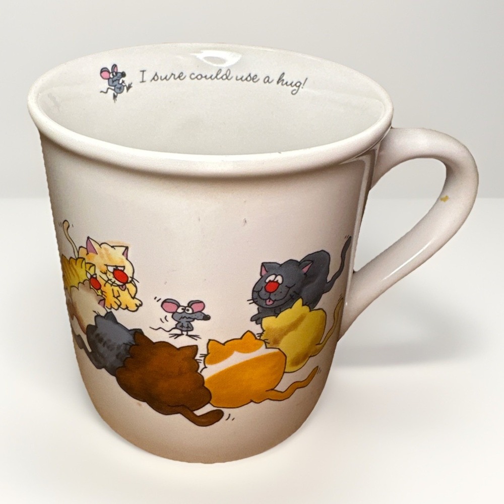 Funny Vintage 1985 Hallmark Rim Shots "I Sure Could Use a Hug" Mouse‎ Kitty Cats